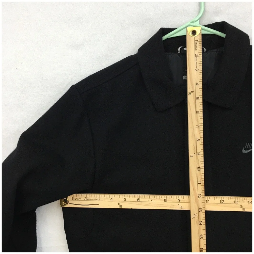 Nike SB Mens Y2K Black Wool Blend Quilted Coaches Jacket Snap Front XS
